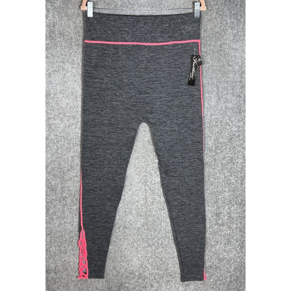 Feathers High Rise Leggings Womens Size 2X/3X Gray Neon Pink Ankle Cutouts New